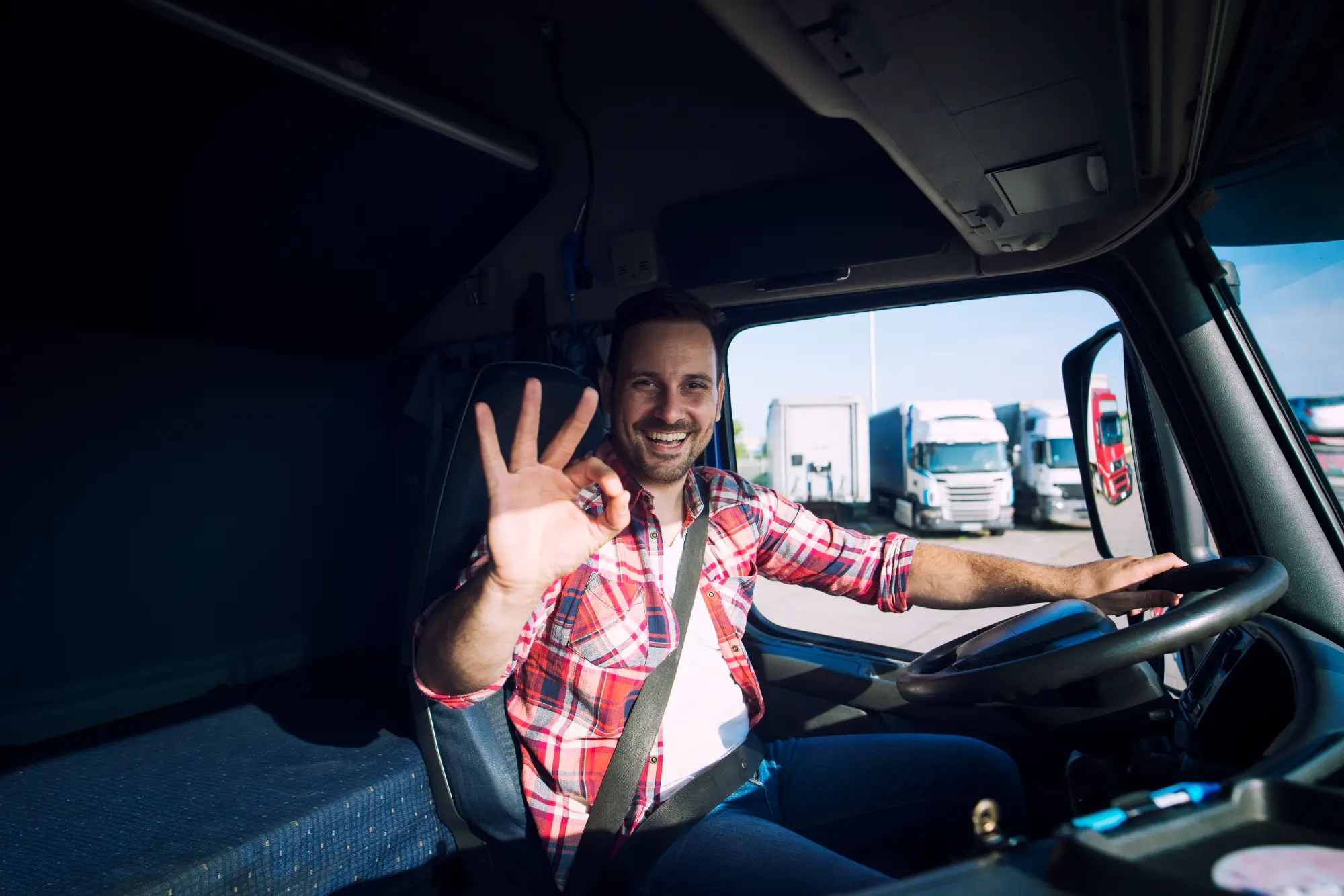 Happy truck driver
